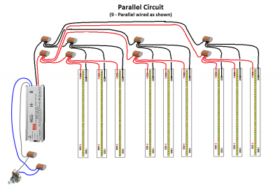 Typical Parallel Wiring Diagram as shown nine (9) strips in three (3) groups.